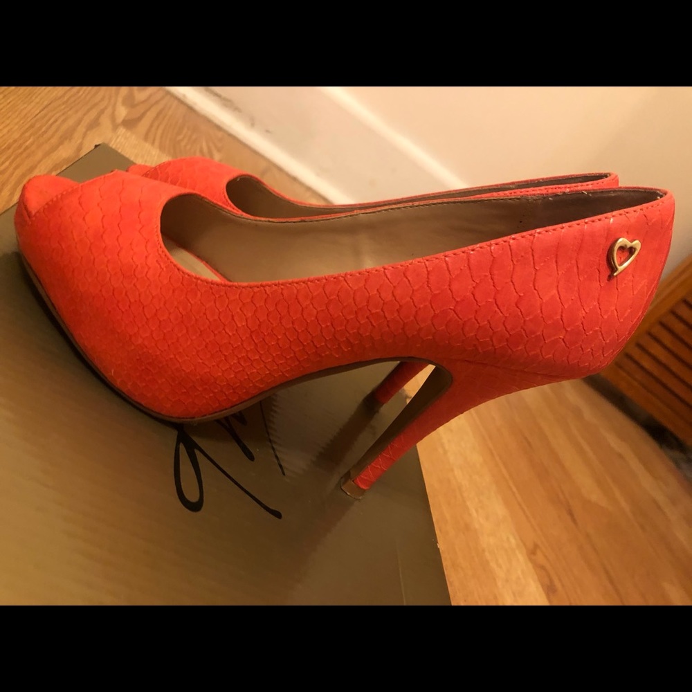 Thalia Sodi Orange Peep Toe Heels